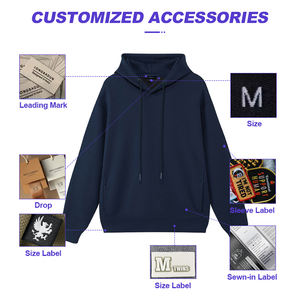 Pull-over noir surdimensionné en coton et polyester imprimé avec logo personnalisé Sweats à capuche décontractés vierges pour hommes - Product Image 3