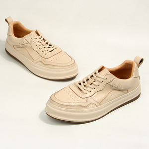 Zapatillas Casuales Blancas para Hombre, con Cordones, Acolchadas, de Cuero, Estilo Juvenil - Product Image 4