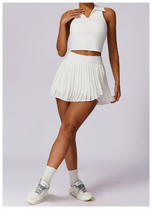 Grosir setelan rok tenis P230 wanita kustom 2 potong pakaian Golf berlipat pakaian tenis wanita - Product Image 5