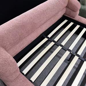 Base de Cama Estilo Nórdico al por Mayor, Personalizable, con Tapizado de Tela Rosa Tipo Teddy y Cabecera Redondeada para Hogar/Hotel - Product Image 6