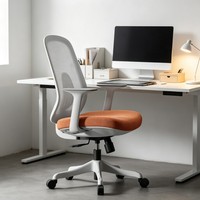 Chaise de bureau ergonomique pliable en maille grise, pivotante, avec siège extensible
