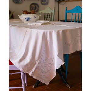 Mantel de Lino Blanco Mirellas con Bordado Siciliano Rectangular, Juego de 12 Servilletas para Bodas, Restaurantes y Hoteles, de Marca - Product Image 4