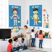 Autocollant mural éducatif sur le corps humain, amovible, écologique, imperméable, tableau blanc interactif, design Art Déco, réutilisable pour l'éducation précoce