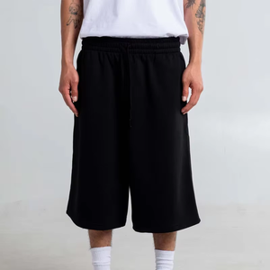 Custom Wide Leg Long Sweat <b>Shorts</b> Cotton Baggy Fleece Heavy Weight <b>3</b>/<b>4</b> <b>Shorts</b> for Men - Product Image 1