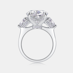타원형 12ct 모이사나이트 반짝이는 반지 GRA 인증서 925 실버 화이트 선명도 전체 VVS 모이사나이트 반지 - Product Image 6