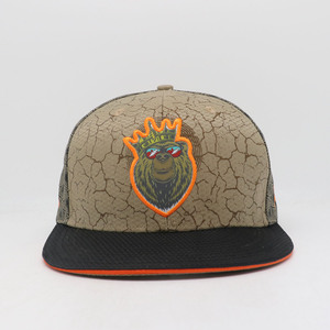 Unique Design Unisex Stylish 6-Panel Snapback Hats Crack-Patterned 100% Cotton Baseball Hat With Embroidery Logo - Product Image 1