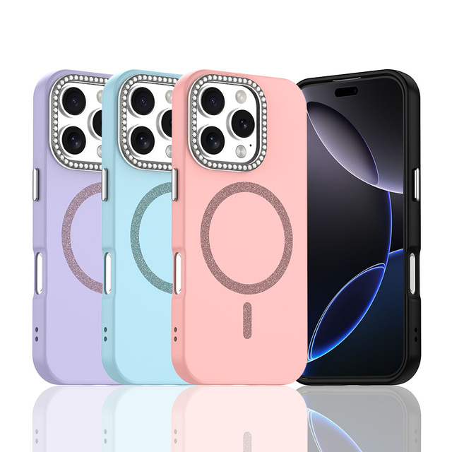 Luxury Diamond Phone case for iPhone 17 Pro Max Colorful Magnetic Mobile Phone Cover for iPhone 16 15 14 13 12 11