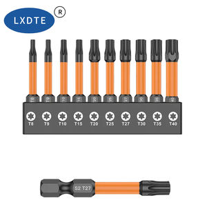 Embouts <span class=keywords><strong>Torx</strong></span> LXD <span class=keywords><strong>50</strong></span> mm en acier S2, oxyde noir, pointe magnétique, lot <span class=keywords><strong>de</strong></span> 10 pièces, qualité industrielle pour la réparation automobile et électronique, HRC 58-62 - Product Image 1