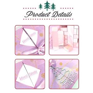 Calendrier de l'Avent de Noël 24 Jours <span class=keywords><strong>en</strong></span> Carton Rigide Portable Haut de Gamme, Boîte Mystère Rose Recyclable avec Lamination UV Mate – Vente <span class=keywords><strong>en</strong></span> Gros - Product Image 5