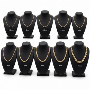 Cadena de Cuerda Trenzada al por Mayor, 2mm 3mm 5mm 6mm 8mm 10mm, Chapada en Oro, Acero Inoxidable, Joyería de Collar Estilo Hip Hop - Product Image 1