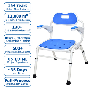 כיסא מקלחת מתקפל עם משענות ידיים מתקפלות, גובה מתכוונן, מושב אמבטיה לקשישים/בעלי מוגבלויות, קל משקל, נייד, רגליים נגד החלקה, 125 ק\\\"ג - Product Image 1