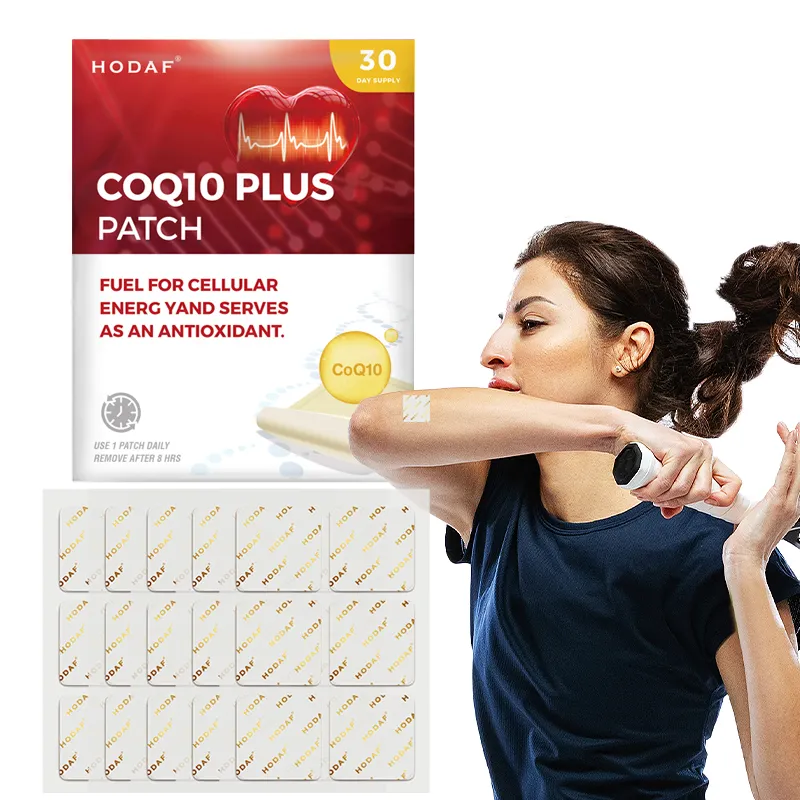 Baru kedatangan label pribadi gratis sampel CoQ10 Plus Patch obat gratis tahan air CoQ10 Plus bantalan