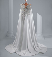 Robes de soirée blanches de haute couture personnalisées, sirène, cristaux, manches longues, robes de célébrités, robes de fête, robes de soirée