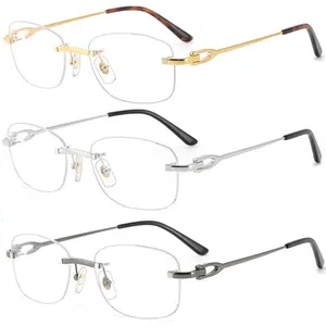 Rimless Square Pure Titanium 2023 Newest Prescription Spectacle Frame Eye Glasses Optical