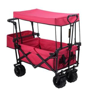 Wagon utilitaire extérieur pliable pliable en PE robuste vente en gros tout chariot avec auvent Oxford 600D noir rouge coloré - Product Image 3