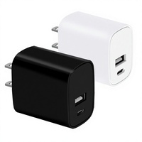 Chargeur rapide pour téléphone 20W à double port USB-A et Type-C 5V/3A Design compact portable pour téléphone portable Montre connectée Iphone