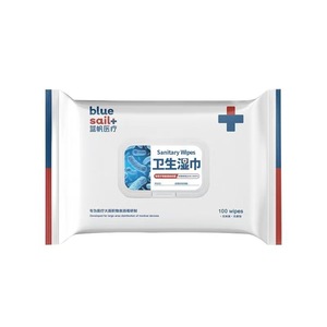Lingettes d'hygiène de surface Blue Sail 260mmx180mm 100 feuilles antibactériennes pour le nettoyage des surfaces dures - Product Image 2