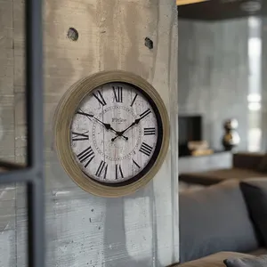 סיטונאי וקמעונאי אמריקאי בסגנון רטרו סלון שעון קיר עגול 12 אינץ' פלסטיק מספר רומי קישוט שעון קיר