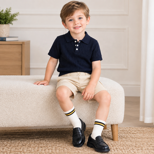 Nouvel ensemble d'été coréen pour garçons : <span class=keywords><strong>pull</strong></span> à manches courtes en coton et short avec motif lettres – En stock - Product Image 3