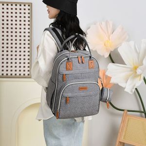 Custom Your Logo Waterproof Mommy <b>Backpack</b> Set 2pcs Portable Baby Diaper Bags With USB - Product Image 2