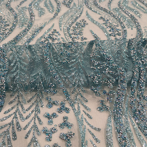 鸿龙精致钻石网眼水晶闪光亮片婚纱晚礼服蕾丝面料批发销售 - Product Image 6