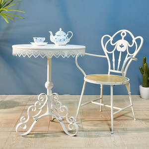 ART NEST INNOVA European Modern Rustic <b>White</b> Metal Frame Accent <b>Chair</b> Durable <b>Wooden</b> Seat Home Living Room Bar <b>Dining</b> <b>Chair</b> - Product Image 2