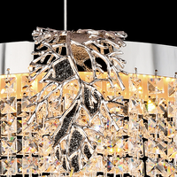 Lustre rectangulaire LED de luxe à pampilles et cristaux, longueur moyenne, pour salle à manger