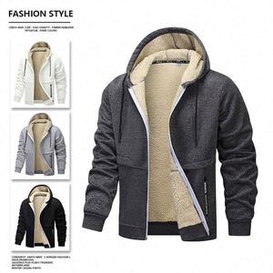 Sudadera de Forro Polar Térmico Grueso Impermeable con Capucha y Cremallera, Cuello Alto y Logotipo Frontal para Hombre, Estilo Casual de Invierno - Product Image 2