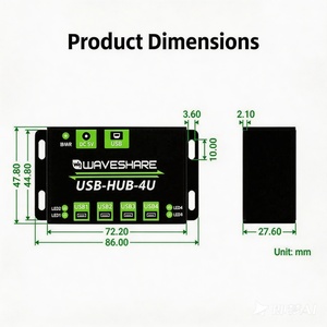 Hub USB 2.0 de 4 Puertos con Carcasa Metálica, Soporte para Montaje en Pared, Sin Controladores, Plug-and-Play, Compatible con ROHS para Windows/<span class=keywords><strong>MacOS</strong></span>/Linux/Android - Product Image 3