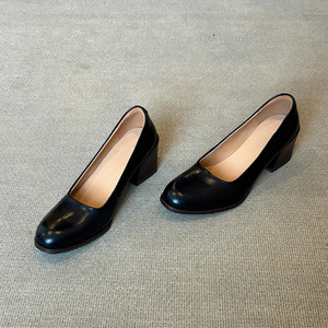 New Essential Trending Comfort Summer Boots Handmade Genuine Sheep Leather Latel Round Toe Square <b>Heel</b> 5cm Pumps Women's - Product Image 4