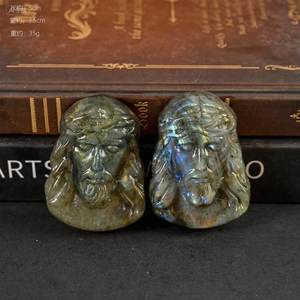 เครื่องประดับหินควอตซ์ประติมากรรมคริสตัลไฟลาบราดอไรต์ธรรมชาติสีฟ้าตกแต่งที่สลับซับซ้อน - Product Image 2