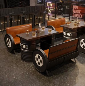 Creative <span class=keywords><strong>Pub</strong></span> Dining Bar Bar sofa <span class=keywords><strong>Table</strong></span> and Chairs phong cách công nghiệp rõ ràng thanh KTV sắt sofa Booth - Product Image 2