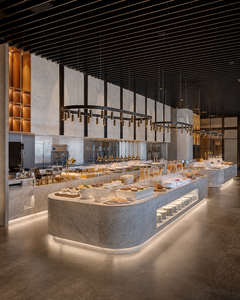 Mostrador de Buffet Personalizado para Hoteles de Lujo, Estación de Buffet Comercial Moderna de Mármol, Barra de Cocina en Vivo, Mobiliario para Restaurantes, Instalación Llave en Mano - Product Image 3