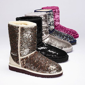 Custom Durable Warm Indoor Outdoor Classic Glitter Snow Sequin Sparkle <strong>Pink</strong> Women's Winter <strong>Boots</strong> - Product Image 4