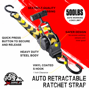 Sangles à <span class=keywords><strong>cliquet</strong></span> rétractables automatiques robustes de 25mm 680kg BS <span class=keywords><strong>sangle</strong></span> d'arrimage auto-rétractable pour le contrôle de la cargaison - Product Image 5