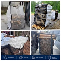 Sac de stockage de bois de chauffage extérieur 1000 kg, ventilé, en FIBC Jumbo, robuste, traité anti-UV, réutilisable, pour approvisionnement en vrac Saco Lena