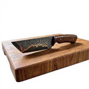 Couteau en acier Damas forgé à la main avec manche en bois, personnalisable, pour la chasse, le camping et la survie - Product Image 1