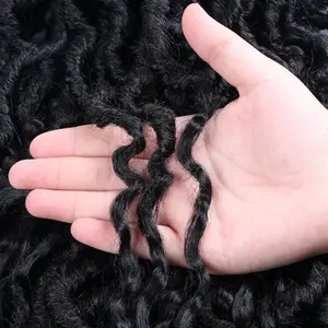 Coiffures Faux Locs au Crochet Avec Extrémités Bouclées, Wavy Queen Locs Pré-Bouclées Ombrées, Tresses Synthétiques Rallonges Cheveux Afro Dreadlocks - Product Image 4