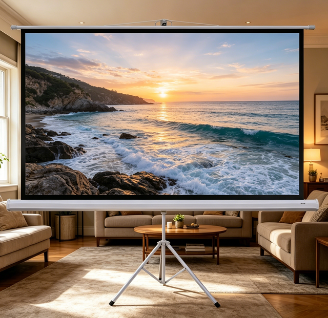100 Inch 4:3 Tripod Self-locking Stand Projector Screen Portable Outdoor Indoor Projector Screen for Home School Camping Screen