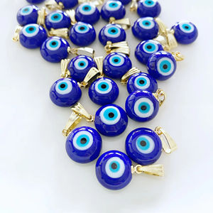 Kalung manik-manik mata iblis Yunani, kalung buatan tangan kaca biru baja anti karat 316l perhiasan - Product Image 1