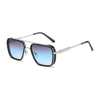 QY NJC Partagas Fashion Trendy Designer Shades Lunettes de soleil en métal Full Rim Square Frame Double Bridge Protection UV400 Unisexe