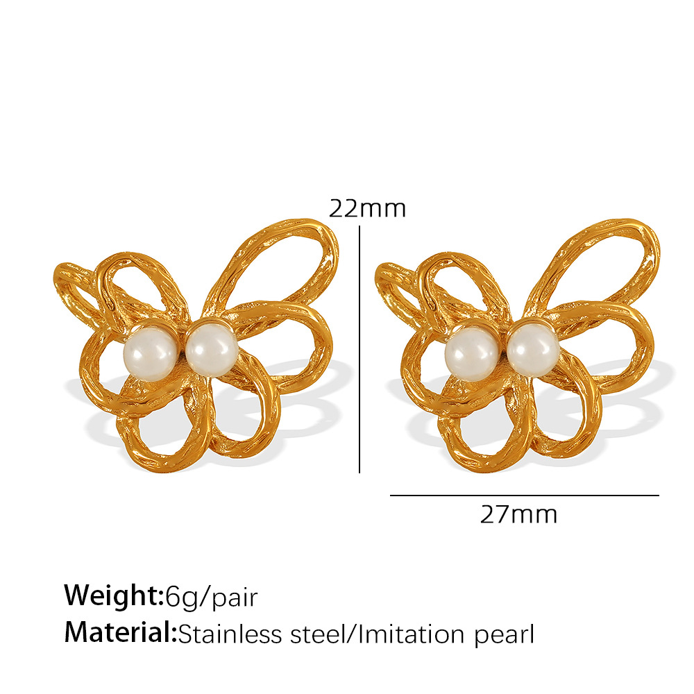 ต่างหูทองมุกสีขาว EH122