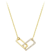 FY-PL045 925 Sterling Silver carré Collier Femme Niche Conception Ins Vent Froid Géométrique Double Anneau Clavicule Chaîne