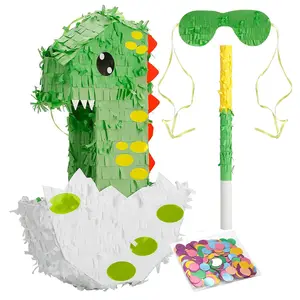 尼科可折叠1号皮纳塔恐龙蛋设计眼罩五彩纸屑儿童生日周年派对喜好派对纸皮纳塔