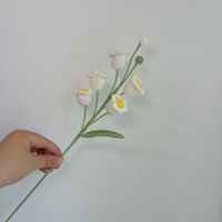 Bunga Lily of the Valley Rajutan Tangan Buatan dari Benang Katun Multi Warna, Tangkai Bunga Rajut untuk Dekorasi Rumah dan Pernikahan