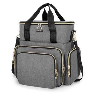 Muestra gratis BSCI personalizado suave doble bolsa de almuerzo térmica poliéster cazuela portador para Picnics playa viajes y fiestas Potluck - Product Image 4