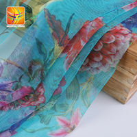 Tissu tulle à imprimé floral bleu de haute qualité, nouvelle collection OEM