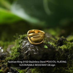 แหวนแฟชั่น สแตนเลสสตีล 316L ชุบทอง PVD ดีไซน์ทนทานและเป็นมิตรต่อสิ่งแวดล้อม - Product Image 3