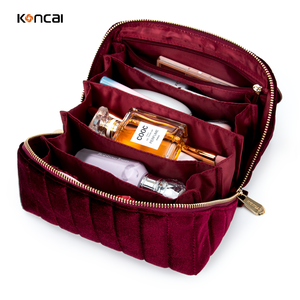 Koncai Pochette à Cosmétiques Élégante en Velours, Sac Coussin de Voyage, Organisateur de Maquillage, Trousse de Toilette à Fermeture Éclair - Product Image 1