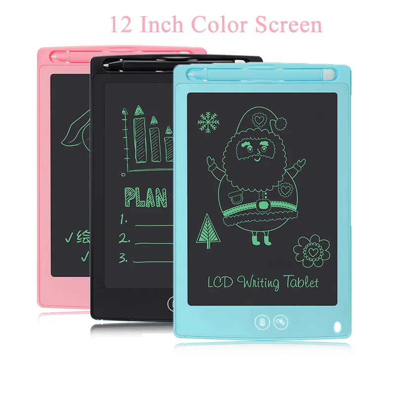 Tablette d'écriture LCD pour enfant 12 pouces, jeu pour gribouillage, écran couleur, planches à colorier, cadeau d'apprentissage pour les enfants de 2 ans et plus
